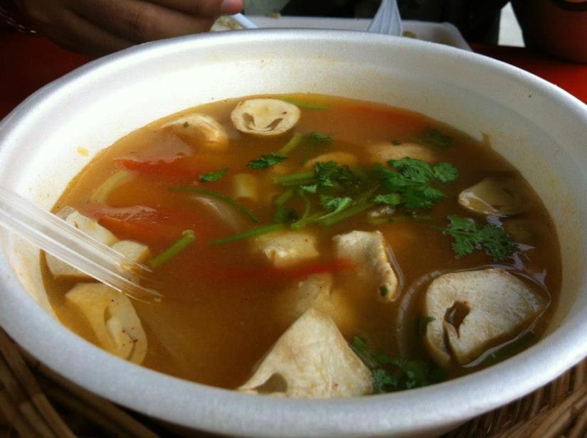 Tom Yam Soup. Apparently in Thailand, they have the Clear Tom Yam Soup, Red Tom Yam Soup and creamy Tom Yam soup. This look diluted but could make you selsema the next minute. 